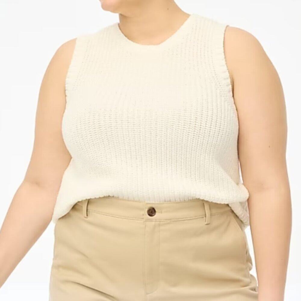 J. Crew Factory Womens Sweater Vest‎ Cotton Ivory Size Large